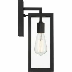 John Timberland Modern Outdoor Wall Lights Fixtures Set of 2 Mystic Black Damp Rated 14" Clear Glass Exterior House Porch Patio -Outdoor Lighting Official Shop unnamed file 3363