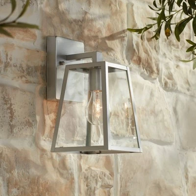 John Timberland Modern Outdoor Wall Light Fixture Sleek Silver Steel 10 3/4" Clear Glass for Exterior House Porch Patio Deck 3 John Timberland Modern Outdoor Wall Light Fixture Sleek Silver Steel 10 3/4" Clear Glass for Exterior House Porch Patio Deck