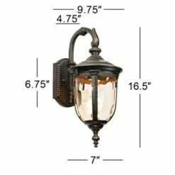 John Timberland Outdoor Wall Light Fixture Bronze 16 1/2" Hammered Glass Sconce for House Deck Patio Porch -Outdoor Lighting Official Shop unnamed file 3375