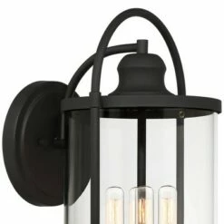 John Timberland Farmhouse Outdoor Wall Light Fixture Black Brass 17" Clear Glass for Exterior House Porch Patio Outside Entryway -Outdoor Lighting Official Shop unnamed file 3377