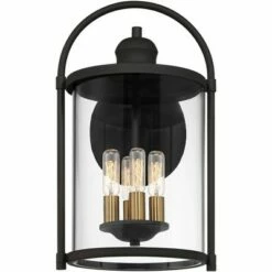 John Timberland Farmhouse Outdoor Wall Light Fixture Black Brass 17" Clear Glass for Exterior House Porch Patio Outside Entryway -Outdoor Lighting Official Shop unnamed file 3378