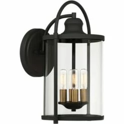 John Timberland Farmhouse Outdoor Wall Light Fixture Black Brass 17" Clear Glass for Exterior House Porch Patio Outside Entryway -Outdoor Lighting Official Shop unnamed file 3379