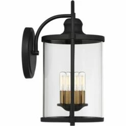 John Timberland Farmhouse Outdoor Wall Light Fixture Black Brass 17" Clear Glass for Exterior House Porch Patio Outside Entryway -Outdoor Lighting Official Shop unnamed file 3380