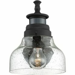 John Timberland Modern Outdoor Wall Light Fixture Black 10" Open Bottom Clear Seedy Glass Motion Security Dusk to Dawn Sensor for Exterior House Porch -Outdoor Lighting Official Shop unnamed file 3384