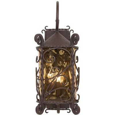 John Timberland Rustic Outdoor Wall Light Fixture Dark Walnut Iron Scroll 23 3/4" Champagne Hammered Glass for Exterior House Deck 3 John Timberland Rustic Outdoor Wall Light Fixture Dark Walnut Iron Scroll 23 3/4" Champagne Hammered Glass for Exterior House Deck - Image 2