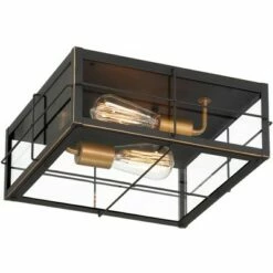 John Timberland Modern Outdoor Ceiling Light Fixture Black 2-Light 5 1/2" Clear Glass for Exterior House Porch Patio Outside Deck -Outdoor Lighting Official Shop unnamed file 339