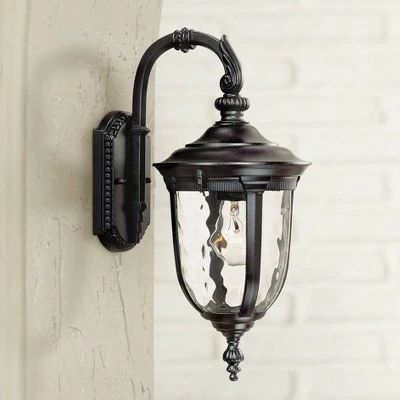 John Timberland Traditional Outdoor Wall Light Fixture Black 16.5" Hammered Glass for Exterior Porch Patio 2 John Timberland Traditional Outdoor Wall Light Fixture Black 16.5" Hammered Glass for Exterior Porch Patio