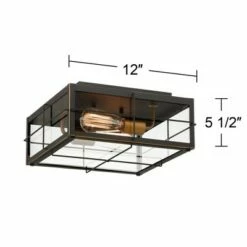 John Timberland Modern Outdoor Ceiling Light Fixture Black 2-Light 5 1/2" Clear Glass for Exterior House Porch Patio Outside Deck -Outdoor Lighting Official Shop unnamed file 340