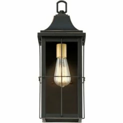 John Timberland Traditional Outdoor Wall Light Fixture Black Warm Gold 18 1/2" Clear Glass Panels for Exterior House Porch Patio -Outdoor Lighting Official Shop unnamed file 3403