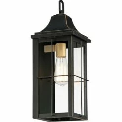 John Timberland Traditional Outdoor Wall Light Fixture Black Warm Gold 18 1/2" Clear Glass Panels for Exterior House Porch Patio -Outdoor Lighting Official Shop unnamed file 3404