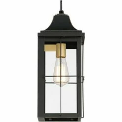 John Timberland Traditional Outdoor Wall Light Fixture Black Warm Gold 18 1/2" Clear Glass Panels for Exterior House Porch Patio -Outdoor Lighting Official Shop unnamed file 3405