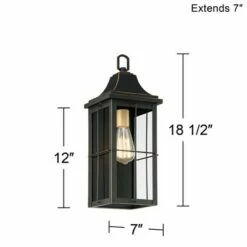 John Timberland Traditional Outdoor Wall Light Fixture Black Warm Gold 18 1/2" Clear Glass Panels for Exterior House Porch Patio -Outdoor Lighting Official Shop unnamed file 3406