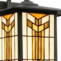 11.75" 1-Light Prairie Craftsman Style Stained Glass Outdoor Lantern Wall Sconce Bronze - River of Goods -Outdoor Lighting Official Shop unnamed file 3419
