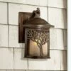 John Timberland Mission Outdoor Wall Light Fixture Bronze Tree Motif 12 1/4" Amber Glass Lantern for Exterior House Porch Patio -Outdoor Lighting Official Shop unnamed file 3424