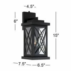 John Timberland Outdoor Wall Light Fixture Black 15" Clear Glass Security Dusk To Dawn for Exterior House Porch Patio -Outdoor Lighting Official Shop unnamed file 3434