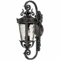 John Timberland Traditional Outdoor Wall Light Fixture Black Steel Scroll 19" Clear Hammered Glass for Exterior House Porch Patio -Outdoor Lighting Official Shop unnamed file 3446