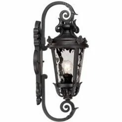 John Timberland Traditional Outdoor Wall Light Fixture Black Steel Scroll 19" Clear Hammered Glass for Exterior House Porch Patio -Outdoor Lighting Official Shop unnamed file 3447