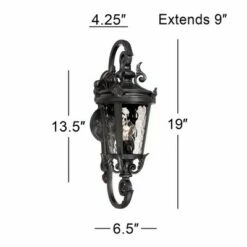 John Timberland Traditional Outdoor Wall Light Fixture Black Steel Scroll 19" Clear Hammered Glass for Exterior House Porch Patio -Outdoor Lighting Official Shop unnamed file 3448