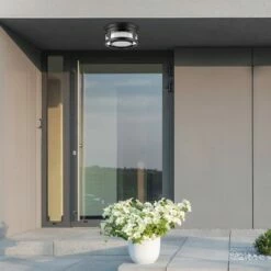 1 Light Brisbane Outdoor Indoor Flush Mount Ceiling with Frosted Glass Shade Matte Black - Globe Electric -Outdoor Lighting Official Shop unnamed file 345