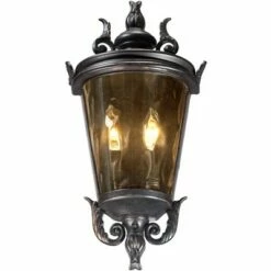 John Timberland Traditional Outdoor Light Fixture Veranda Bronze Scroll 17" Champagne Hammered Glass for Exterior Porch -Outdoor Lighting Official Shop unnamed file 3463
