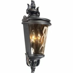 John Timberland Traditional Outdoor Light Fixture Veranda Bronze Scroll 17" Champagne Hammered Glass for Exterior Porch -Outdoor Lighting Official Shop unnamed file 3464