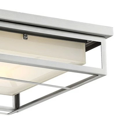 Possini Euro Design Modern Outdoor Ceiling Light Fixture LED Matte Nickel 12" Frosted Bonded Glass Damp Rated for Exterior House 4 Possini Euro Design Modern Outdoor Ceiling Light Fixture LED Matte Nickel 12" Frosted Bonded Glass Damp Rated for Exterior House - Image 2