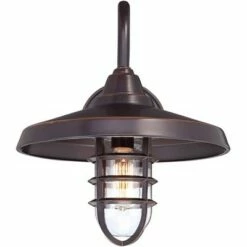 John Timberland Industrial Outdoor Barn Light Wall Fixture Painted Bronze Cage 16 3/4" Clear Glass for Exterior House Porch Patio -Outdoor Lighting Official Shop unnamed file 3478
