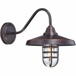 John Timberland Industrial Outdoor Barn Light Wall Fixture Painted Bronze Cage 16 3/4" Clear Glass for Exterior House Porch Patio -Outdoor Lighting Official Shop unnamed file 3479