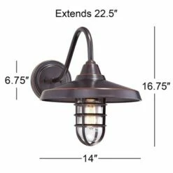 John Timberland Industrial Outdoor Barn Light Wall Fixture Painted Bronze Cage 16 3/4" Clear Glass for Exterior House Porch Patio -Outdoor Lighting Official Shop unnamed file 3481