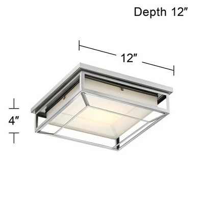 Possini Euro Design Modern Outdoor Ceiling Light Fixture LED Matte Nickel 12" Frosted Bonded Glass Damp Rated for Exterior House 6 Possini Euro Design Modern Outdoor Ceiling Light Fixture LED Matte Nickel 12" Frosted Bonded Glass Damp Rated for Exterior House - Image 4