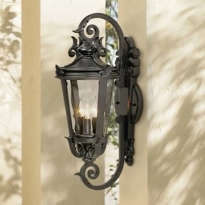 John Timberland Mediterranean Outdoor Wall Light Fixture Black Scroll Arm 21 1/2" Clear Hammered Glass for House Porch Patio 3 John Timberland Mediterranean Outdoor Wall Light Fixture Black Scroll Arm 21 1/2" Clear Hammered Glass for House Porch Patio
