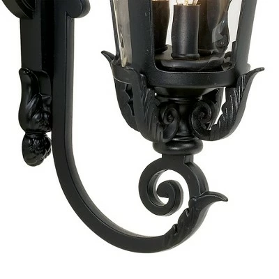 John Timberland Mediterranean Outdoor Wall Light Fixture Black Scroll Arm 21 1/2" Clear Hammered Glass for House Porch Patio 6 John Timberland Mediterranean Outdoor Wall Light Fixture Black Scroll Arm 21 1/2" Clear Hammered Glass for House Porch Patio - Image 4
