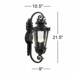 John Timberland Mediterranean Outdoor Wall Light Fixture Black Scroll Arm 21 1/2" Clear Hammered Glass for House Porch Patio 14 John Timberland Mediterranean Outdoor Wall Light Fixture Black Scroll Arm 21 1/2" Clear Hammered Glass for House Porch Patio -Outdoor Lighting Official Shop unnamed file 3512