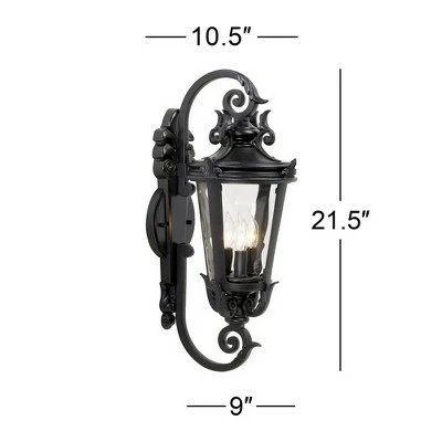 John Timberland Mediterranean Outdoor Wall Light Fixture Black Scroll Arm 21 1/2" Clear Hammered Glass for House Porch Patio 8 John Timberland Mediterranean Outdoor Wall Light Fixture Black Scroll Arm 21 1/2" Clear Hammered Glass for House Porch Patio - Image 6