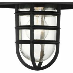 John Timberland Industrial Farmhouse Outdoor Barn Light Fixture Black 13" Hood Cage Clear Glass Exterior House Porch Patio Home -Outdoor Lighting Official Shop unnamed file 3523