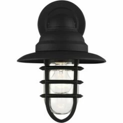 John Timberland Industrial Farmhouse Outdoor Barn Light Fixture Black 13" Hood Cage Clear Glass Exterior House Porch Patio Home -Outdoor Lighting Official Shop unnamed file 3524