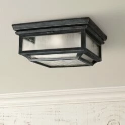 Feiss Shepherd 13"W Weathered Zinc Outdoor Ceiling Light