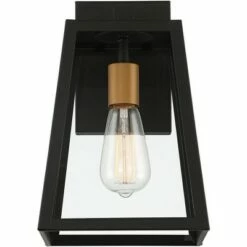 John Timberland Modern Outdoor Wall Light Fixture Mystic Black Gold 13" Clear Glass Panels Exterior House Porch Patio Outside Deck -Outdoor Lighting Official Shop unnamed file 3534