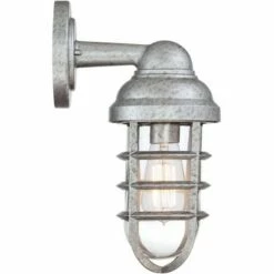 John Timberland Farmhouse Outdoor Wall Light Fixture Galvanized Steel 13 1/4" Caged Clear Glass for Barn House Porch Patio -Outdoor Lighting Official Shop unnamed file 3541