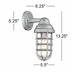 John Timberland Farmhouse Outdoor Wall Light Fixture Galvanized Steel 13 1/4" Caged Clear Glass for Barn House Porch Patio -Outdoor Lighting Official Shop unnamed file 3542