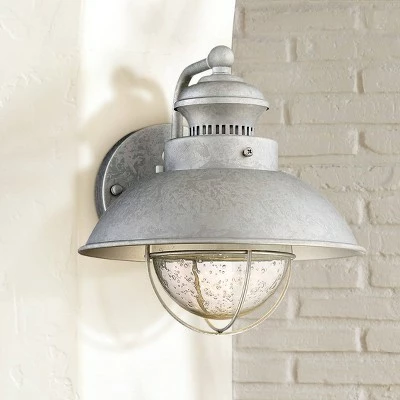 John Timberland Industrial Farmhouse Outdoor Barn Light Fixture LED Galvanized 8 1/2" Seedy Glass Exterior House Porch Patio Deck 3 John Timberland Industrial Farmhouse Outdoor Barn Light Fixture LED Galvanized 8 1/2" Seedy Glass Exterior House Porch Patio Deck