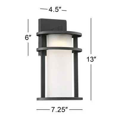 John Timberland Modern Outdoor Wall Light Fixture LED Black 13" Caged White Frosted Glass for Exterior House Porch Patio Deck 6 John Timberland Modern Outdoor Wall Light Fixture LED Black 13" Caged White Frosted Glass for Exterior House Porch Patio Deck - Image 4