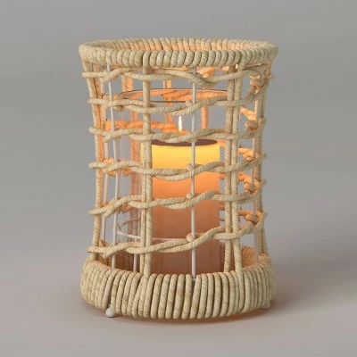 Threshold Designed W/Studio McGee Maize Outdoor Lantern Candle Holders Tan - Threshold™ designed with Studio McGee 3 Threshold Designed W/Studio McGee Maize Outdoor Lantern Candle Holders Tan - Threshold™ designed with Studio McGee - Image 2