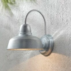 John Timberland Farmhouse Outdoor Wall Light Fixture Urban Barn Galvanized Steel Gooseneck 13" for Exterior House Porch Patio