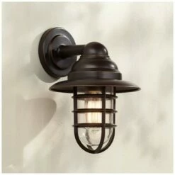 John Timberland Industrial Outdoor Barn Light Fixture Handsome Bronze 13 1/4" Clear Glass for Exterior Patio Porch House