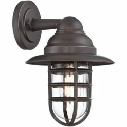 John Timberland Industrial Outdoor Barn Light Fixture Handsome Bronze 13 1/4" Clear Glass for Exterior Patio Porch House -Outdoor Lighting Official Shop unnamed file 3610
