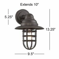 John Timberland Industrial Outdoor Barn Light Fixture Handsome Bronze 13 1/4" Clear Glass for Exterior Patio Porch House -Outdoor Lighting Official Shop unnamed file 3612