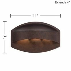 Possini Euro Design Modern Outdoor Wall Light Fixture LED Bronze 11" Wide Eyebrow Dark Sky for Exterior House Porch Patio Deck -Outdoor Lighting Official Shop unnamed file 3619