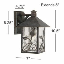 Franklin Iron Works Farmhouse Outdoor Wall Light Fixture French Bronze Lantern 10 1/2" Clear Seedy Glass for Exterior Porch Patio -Outdoor Lighting Official Shop unnamed file 3624