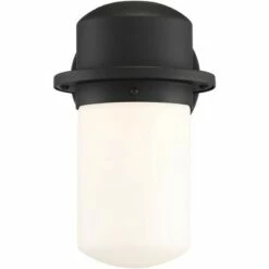 Possini Euro Design Modern Outdoor Wall Light Fixture LED Textured Black 9 1/4" White Opal Glass Exterior House Porch Patio Deck -Outdoor Lighting Official Shop unnamed file 3633